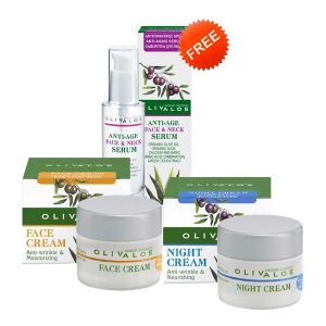 The Olive Tree Anti-Wrinkle Cream Olivaloe Face Cream for Dry Skin & Night Cream, FREE Face Serum